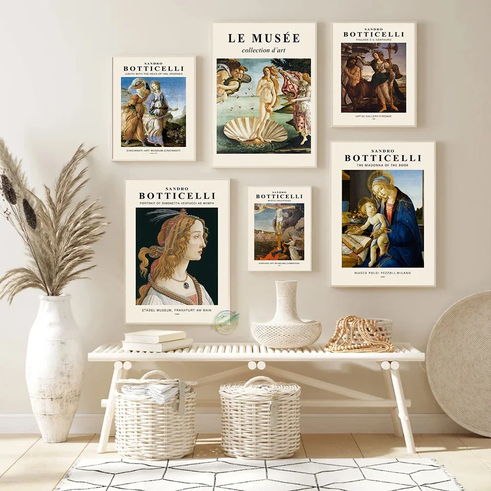 Sandro Botticelli Poster Portrait of Venus Wall Art Canvas Painting Sexy Nude Picture For Living Room Home Decoration Gift