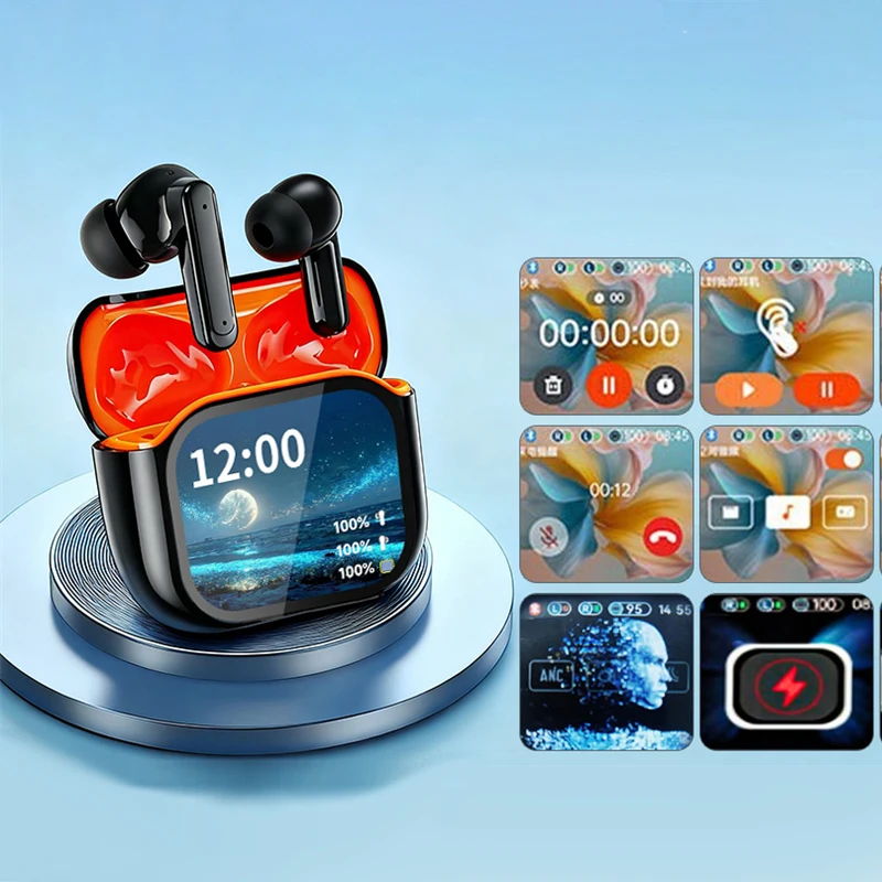 Auriculares inalámbricos deportivos con pantalla táctil LCD, auriculares Bluetooth para iPhone, Samsung, Xiaomi, Redmi, sonido estéreo HD, auriculares de larga duración