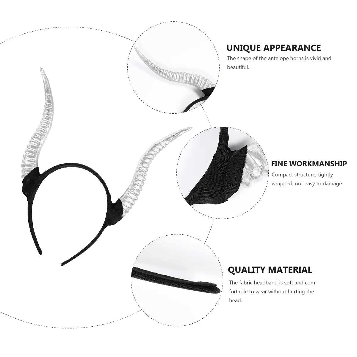 Bandeau de Sauna Croissant en Corne de Mouton, Costume d'Halloween, Accessoires de Cerceau de Cheveux