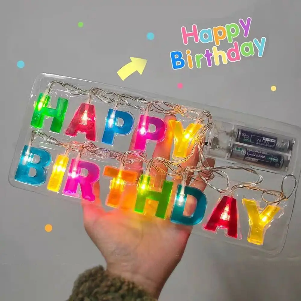 Colorful Happy Birthday Light String Romantic Warm Props Color LED Letter Lamp Durable Beautiful