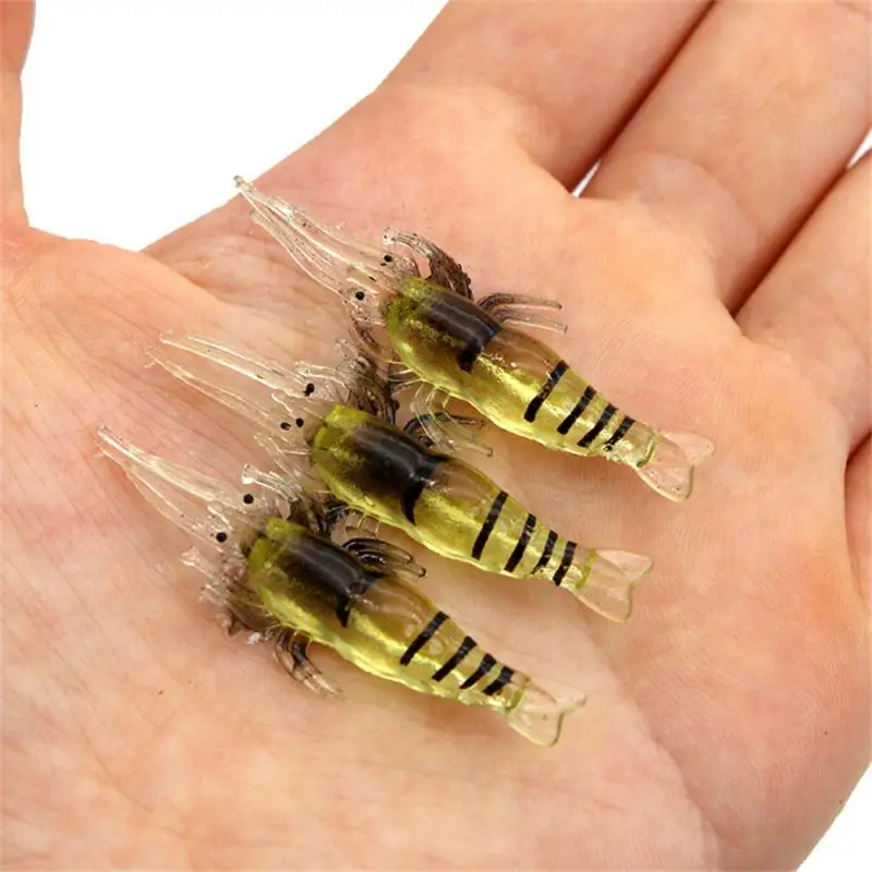 1PCS Fake Shrimp Road Bait With Hooks Small Grass Shrimp Glow-in-the-dark Soft Bait Small Shrimp Fake Bait Fishing Lures