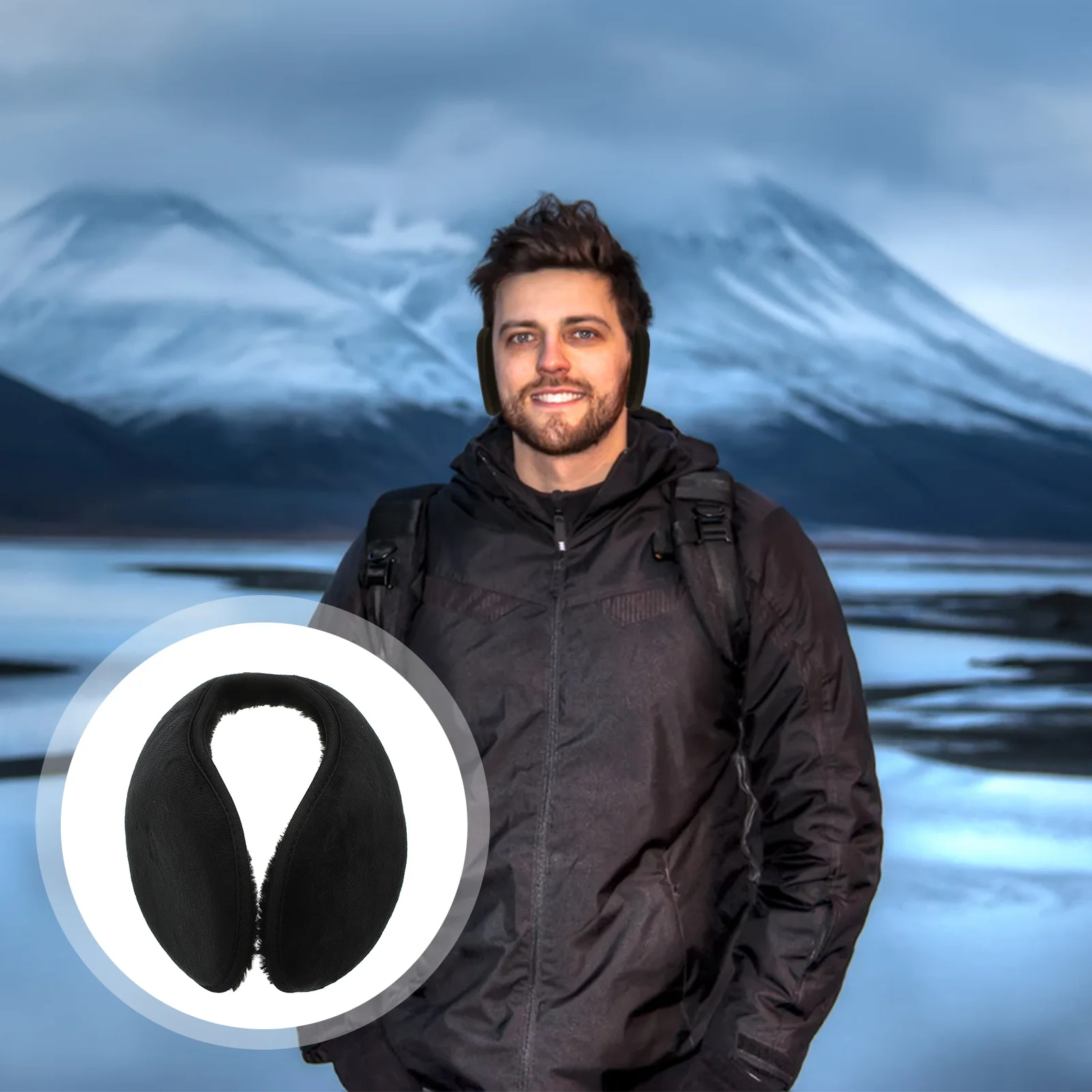 11x11 سنتيمتر المدمجة أنيق غطاء للأذنين بطانة ناعمة حماية الشتاء غطاء للأذنين الأسود ، غطاء للأذنين للجنسين غطاء للأذنين إيرفلاب