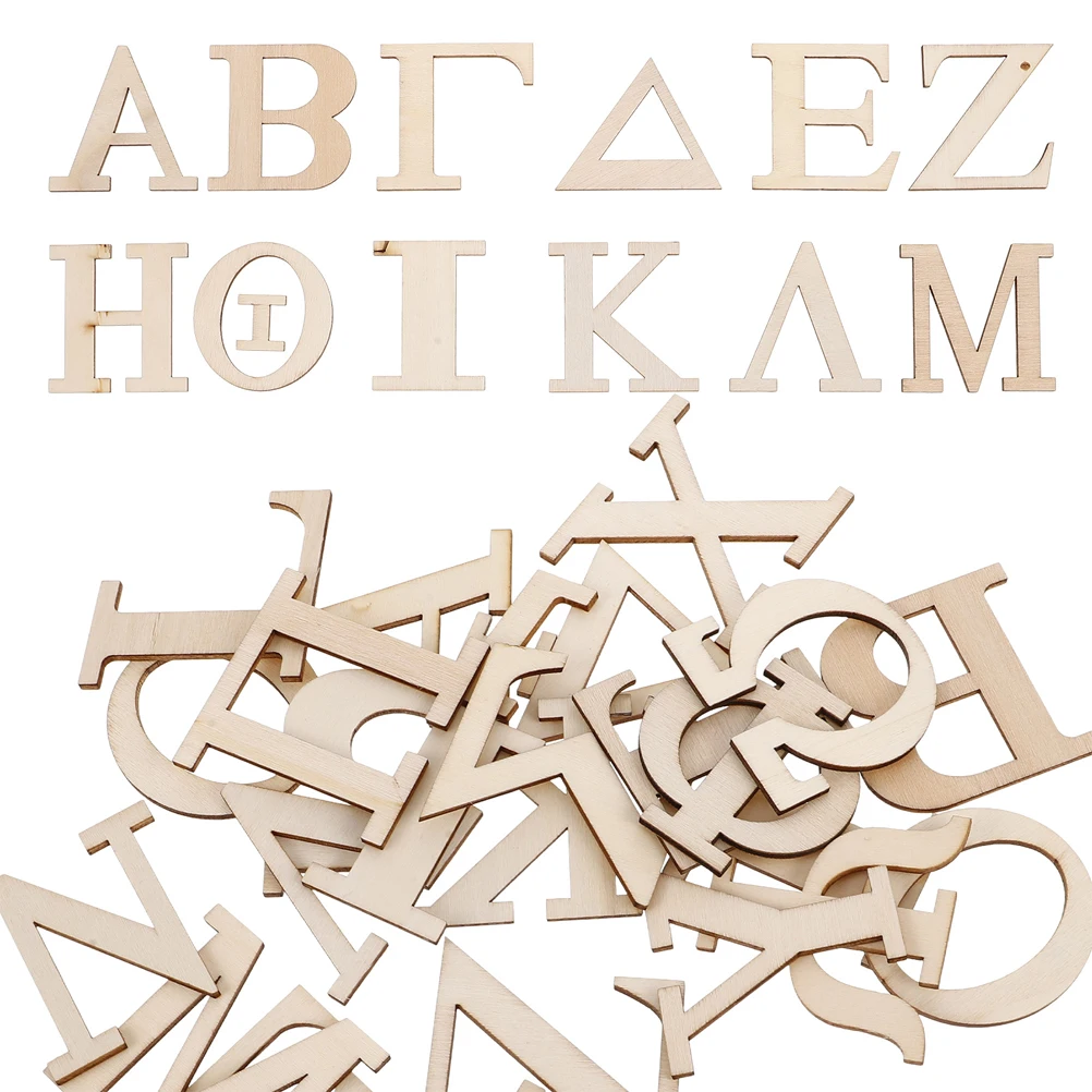 48pcs Alphabet Learning Wood Pieces Wooden Tiles For Kids Letter Recognition Educational Word Game Flash Cards Kindergarten