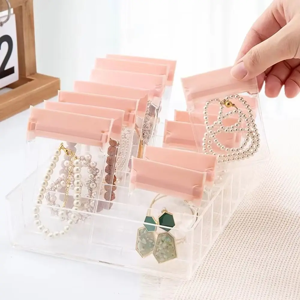 5Pcs Reusable Transparent Jewelry Zip Lock Bags Frosted Waterproof Jewelry Packaging Self Sealing Jewelry Pouch
