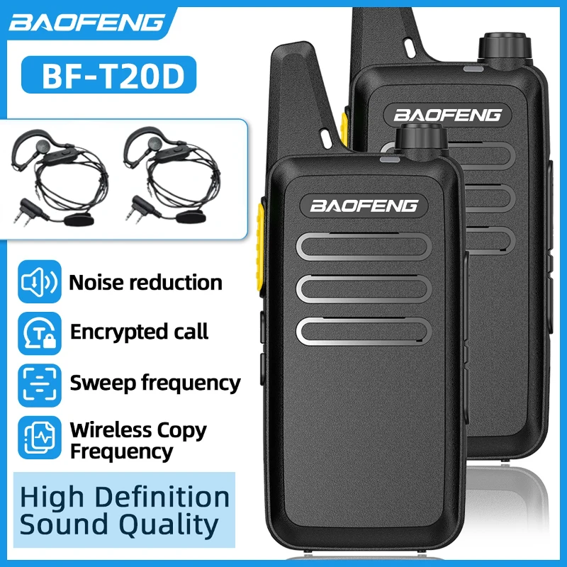 2 Stück Mini Walkie-Talkie BF-T20 Tragbares Zwei-Wege-Funkgerät USB-Ladung VOX für UHF 400-470MHz Langstrecken-Kommunikationsfunkgerät