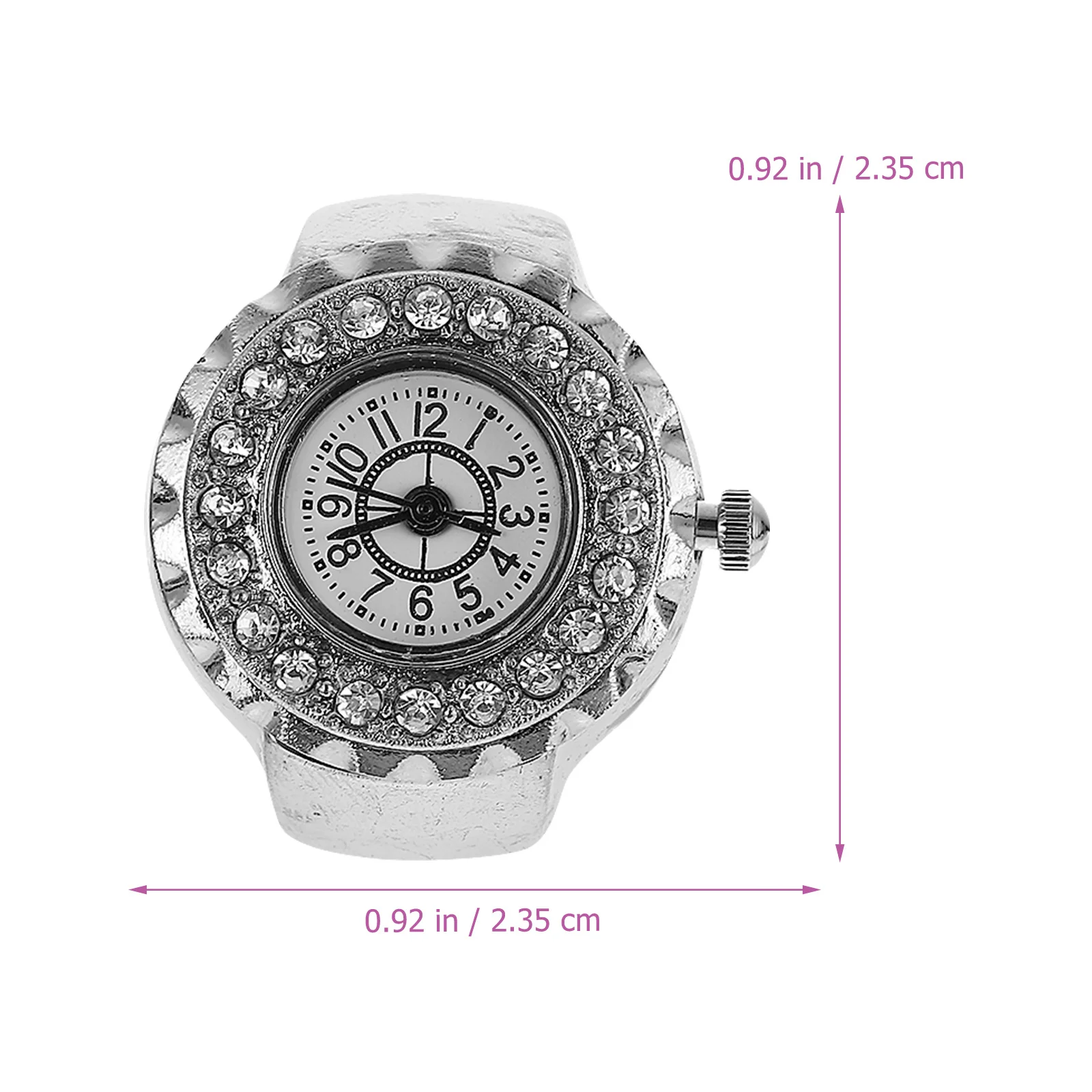 Fashion Ring Watch Round Dial Diamond Finger Zinc Alloy Durable Jewelry Electronic Mini Decorative Finger Watch