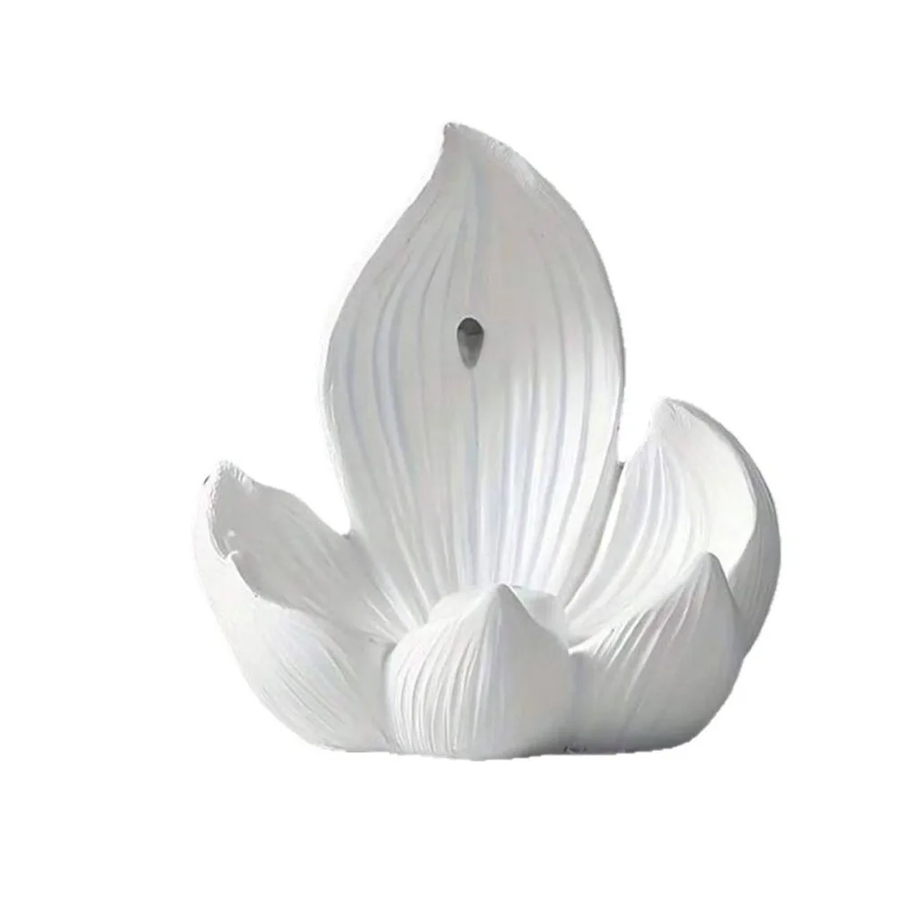 Zen Chinese Style Lotus Incense Burner Resin 3 Hole Lotus Tabletop Incense Base Sleep Aid Lotus Ornament Lotus Censer Holder Spa