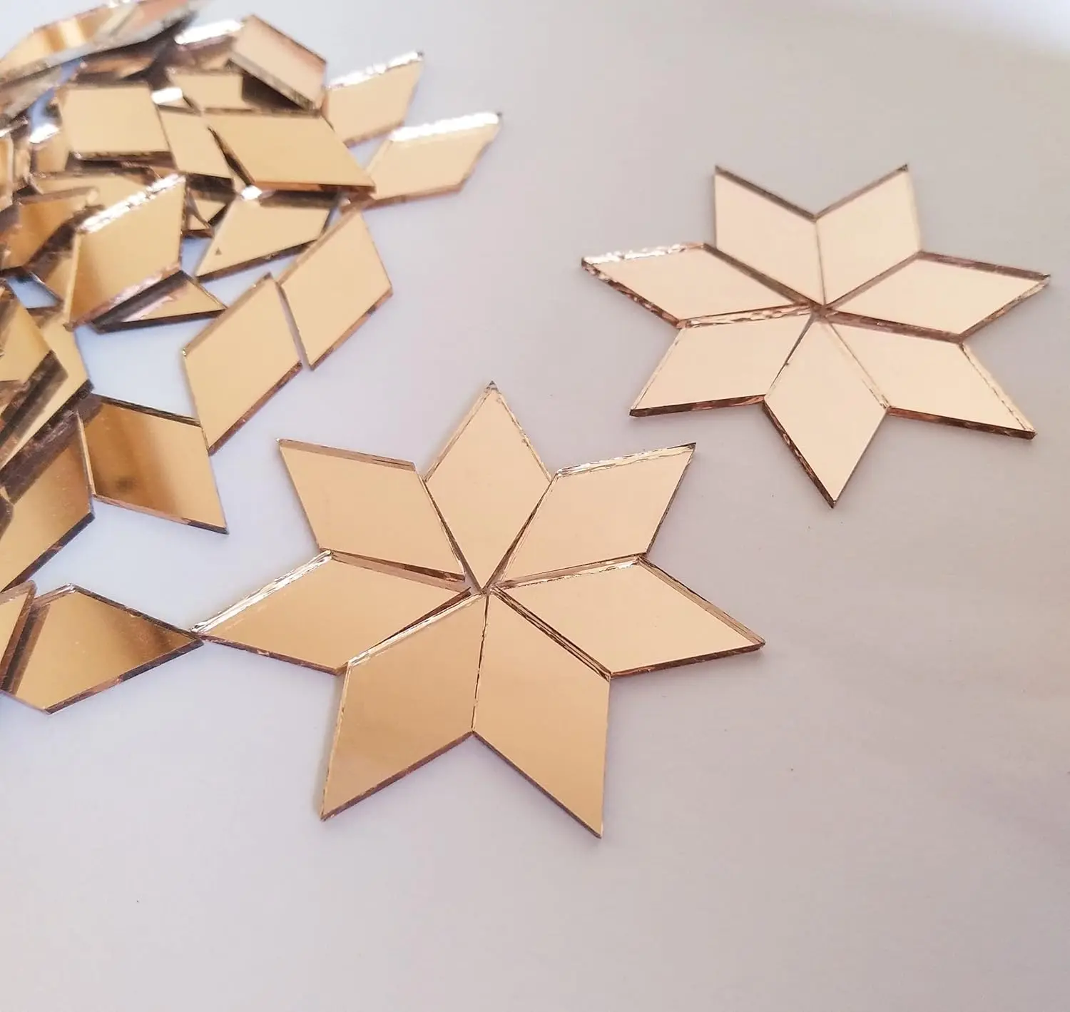 Mirror Mosaic Tiles, 200PCS Diamond Shaped Tiles, Mosaic Supplies, Craft Supplies, Mosaic Part Real Glass Mirrors (Rose Gold Mir