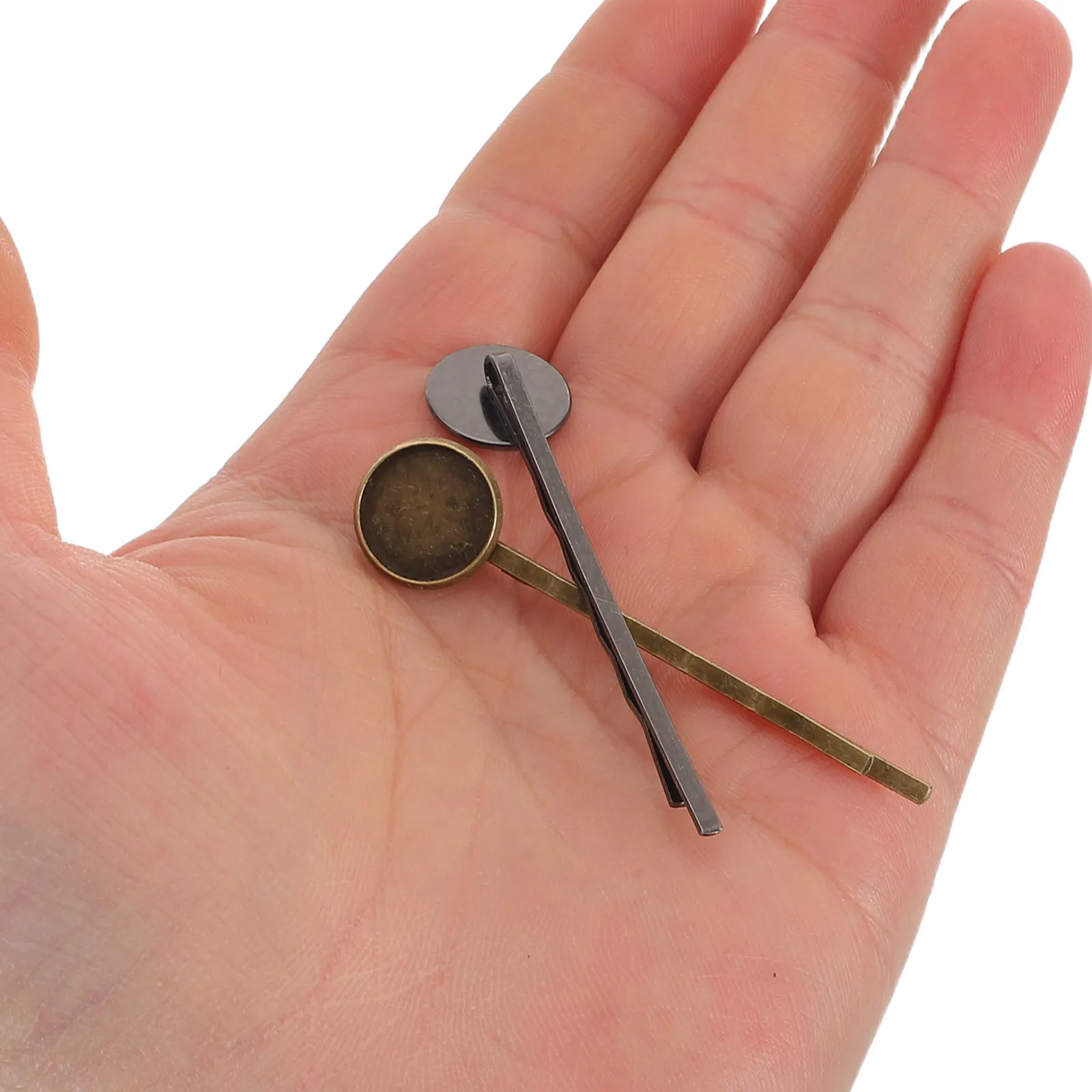 40Pcs Hair Clip Bases Metal Barrette Blanks 12Mm Inner Diameter Flat Round Tray DIY Hairpins Making Findings for Jewelry Craft