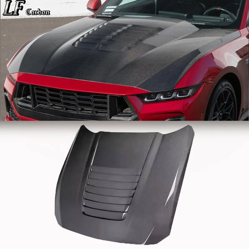 High Quality Carbon Fiber Hood Bonnet Engine Cover for Mustang S650 GT 2024-2025 Screw Mount Retrofit/Upgrade Front Cover Trim