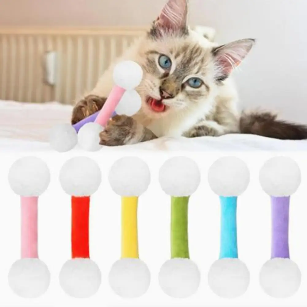 Teething Assistance Cat Toy Catnip Kick Stick Toy Plush Teething Kicker for Indoor Cats Durable Cotton Swab Chew Toy for Kittens