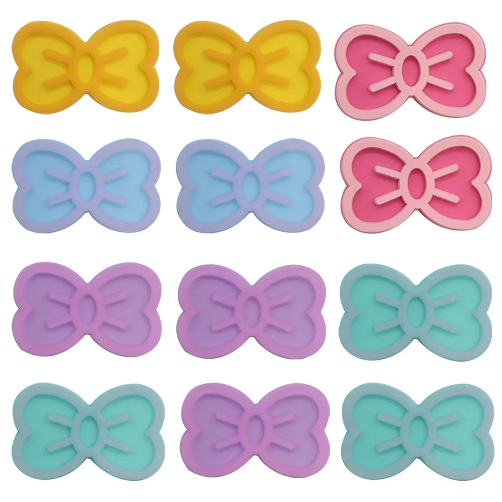 

50PCS Cute Colourful Girls Bowknot Charms PVC Shoe Decoration Clogs Sandals Shoes Accessories for Kids Party Gift