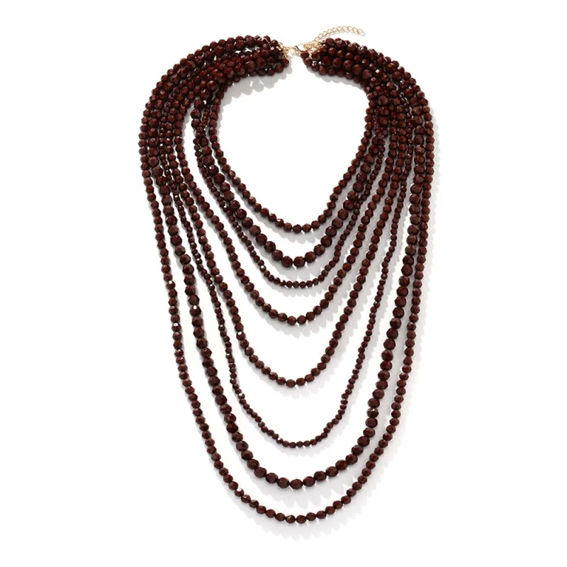 Fashionable new ethnic style multi-layer handmade beaded necklace, versatile and personalized jewelry