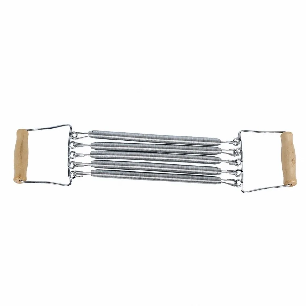 Wooden Handle Chest Expander Spring Steel Construction Non-Slip Handles Muscle Fitness Equipment 5 Springs Removable Springs
