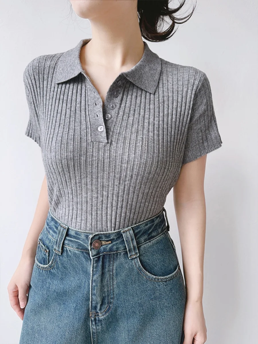 

Женская летняя трикотажная футболка XALI: тонкая, укороченная, модная, для повседневной носки, приталенная