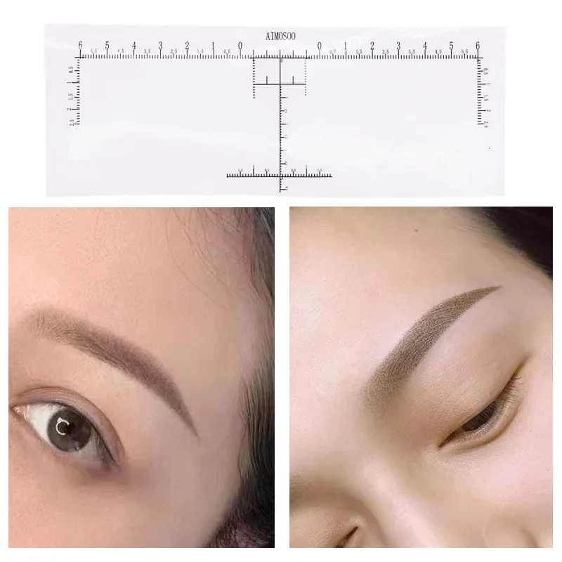 Regla de cejas de maquillaje desechable, Microblading, tatuaje de cejas, regla de posición, guía, plantilla de medida de cejas, 100 unids/bolsa