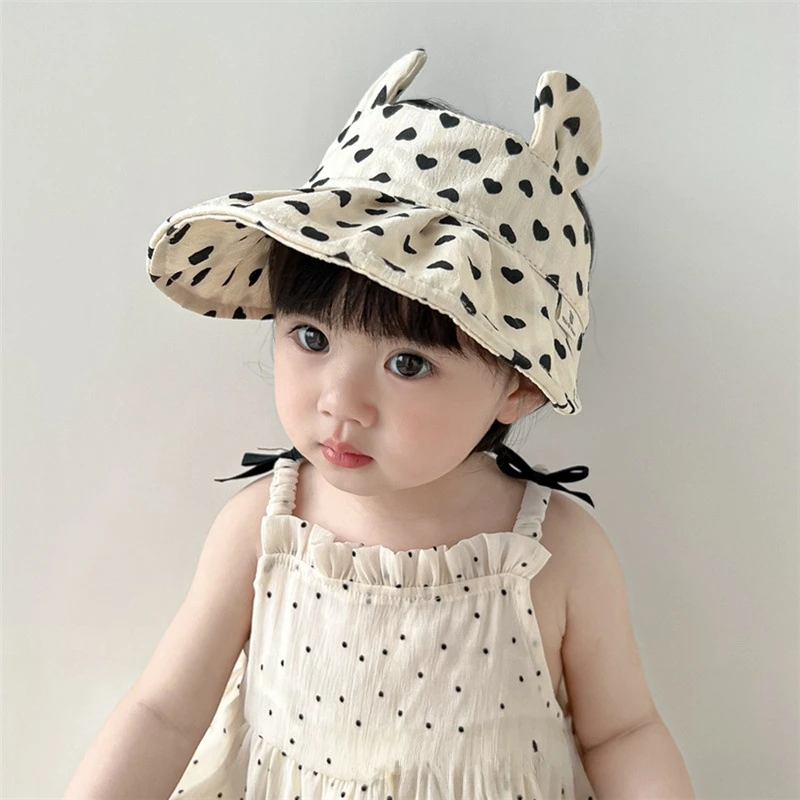 Baby Girl Hat Summer Sunhat Uv Protection Baby Hat Cotton Cute Large Brim Infant Beanies Kids Sunbonnet Cap