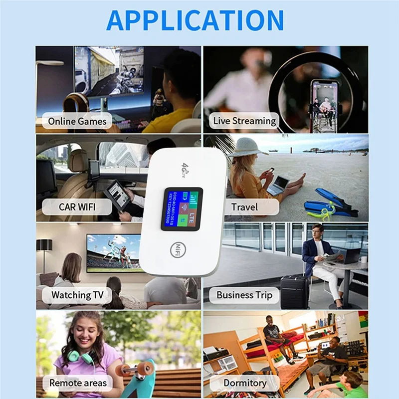 Router WiFi wireless ingegnoso 4G LTE MIFI Router hotspot tascabile 150Mbps con display a colori Modem Wifi Mobile per auto Broadba