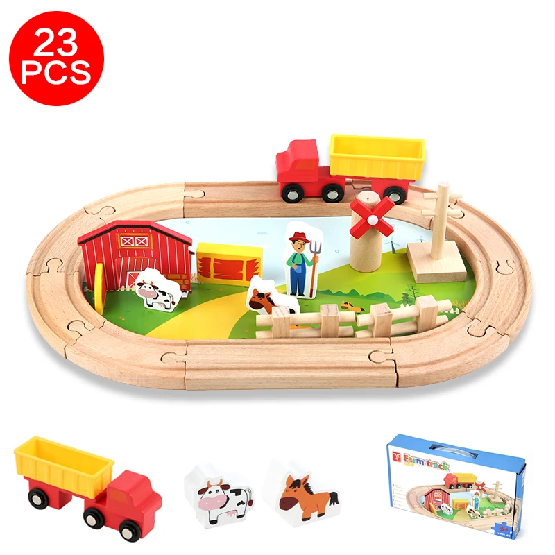 Wooden Train Track Accessories Toys Train Railway Compatible with Wood Trains Wood Tracks Railway with All Brands Trains