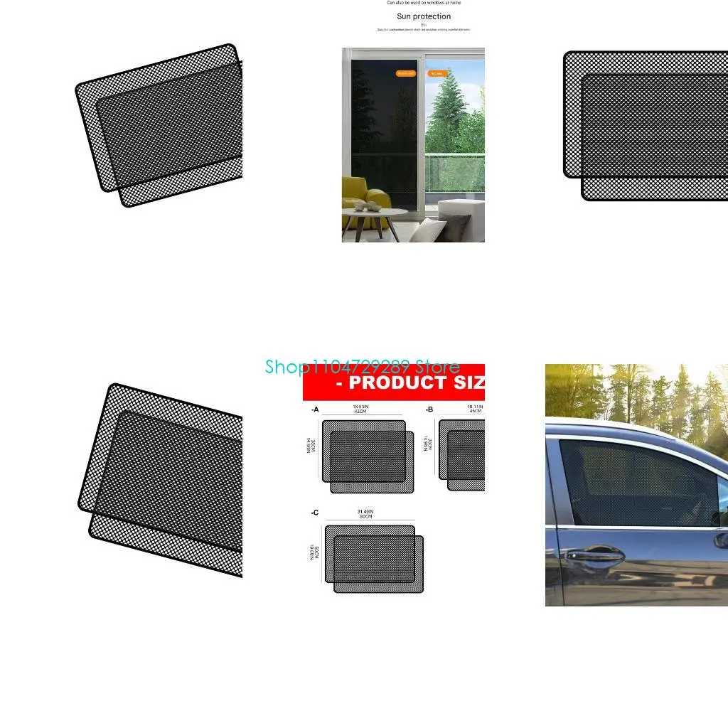D8KE Car Window Sun Blocker Static Cling Film 1Pair, Black Privacy Shade Sticker for Parked Vehicles and Bright Glares