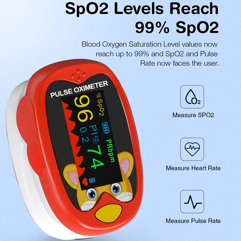 Oxímetro de pulso médico para niños, medidor de saturación de oxígeno en sangre pediátrico SpO2, recargable para niños neonatales
