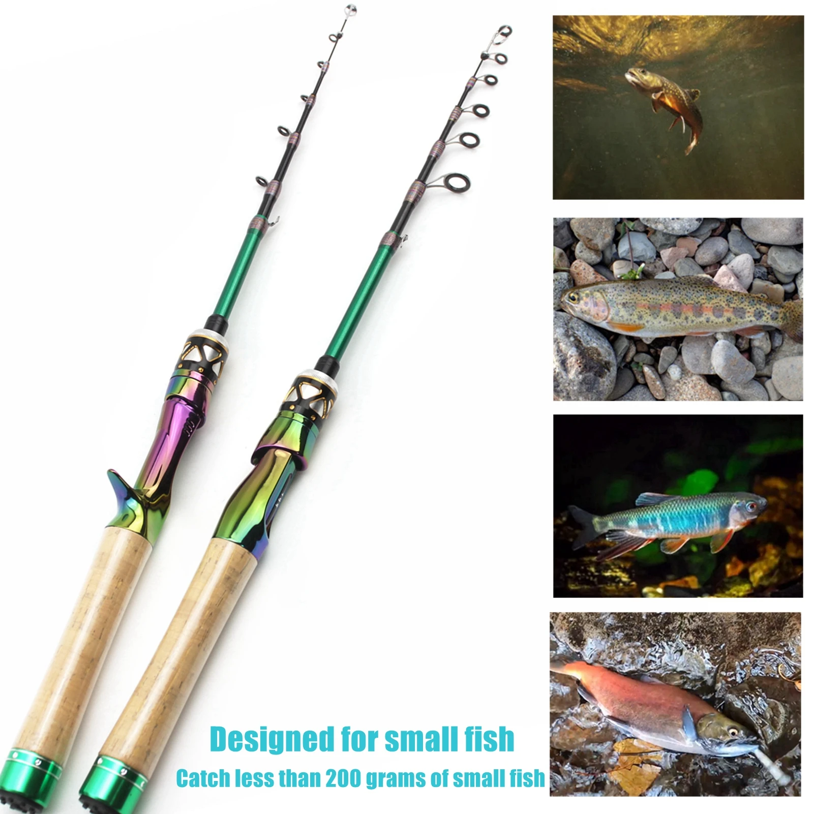 1.8M 1.98M Carbon MINI Ultra Light ul Power Telescopic Fishing Rod Casting Spinning Pocket Rod Test 1-5g Stream Small Fish Pole