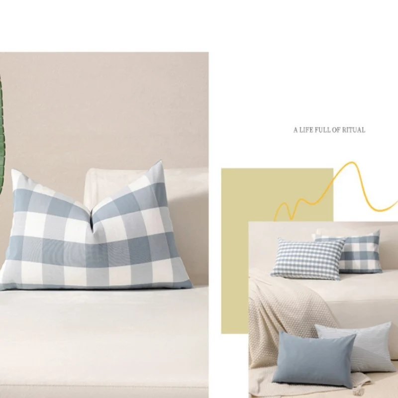 Blue Buffalo Check Plaid Decorative Throw Pillow Covers Farmhouse Gingham Square Cushion Case 30x50cm 45x45cm Pillow Cover