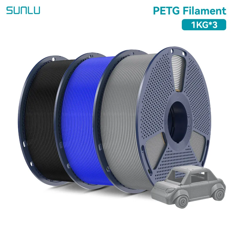 SUNLU PETG 3D Filament 1KG 3 Rolls 1.75mm +/-0.02MM 3D Printing Filament Neatly Wound Filament Vacuum Packing Fast Shipping