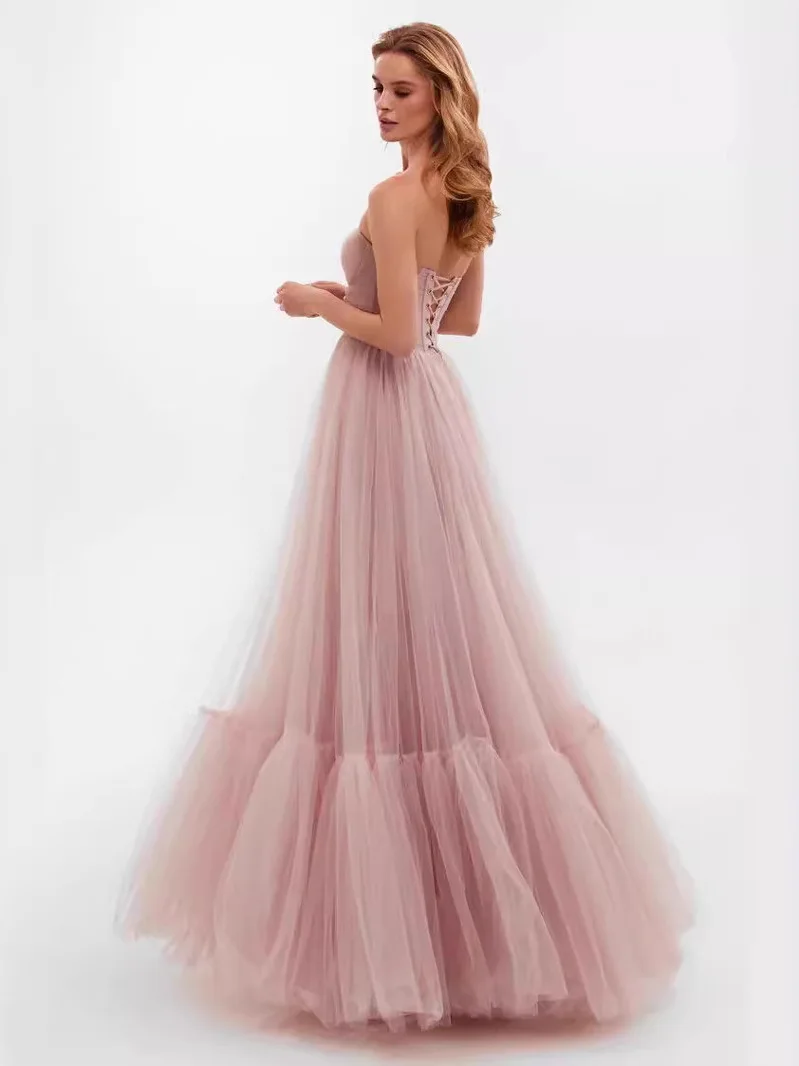 Ele Long Sve Тюлевое платье на одно плечо Роскошная юбка-миди Аосфера Китайское свадебное платье для женщин