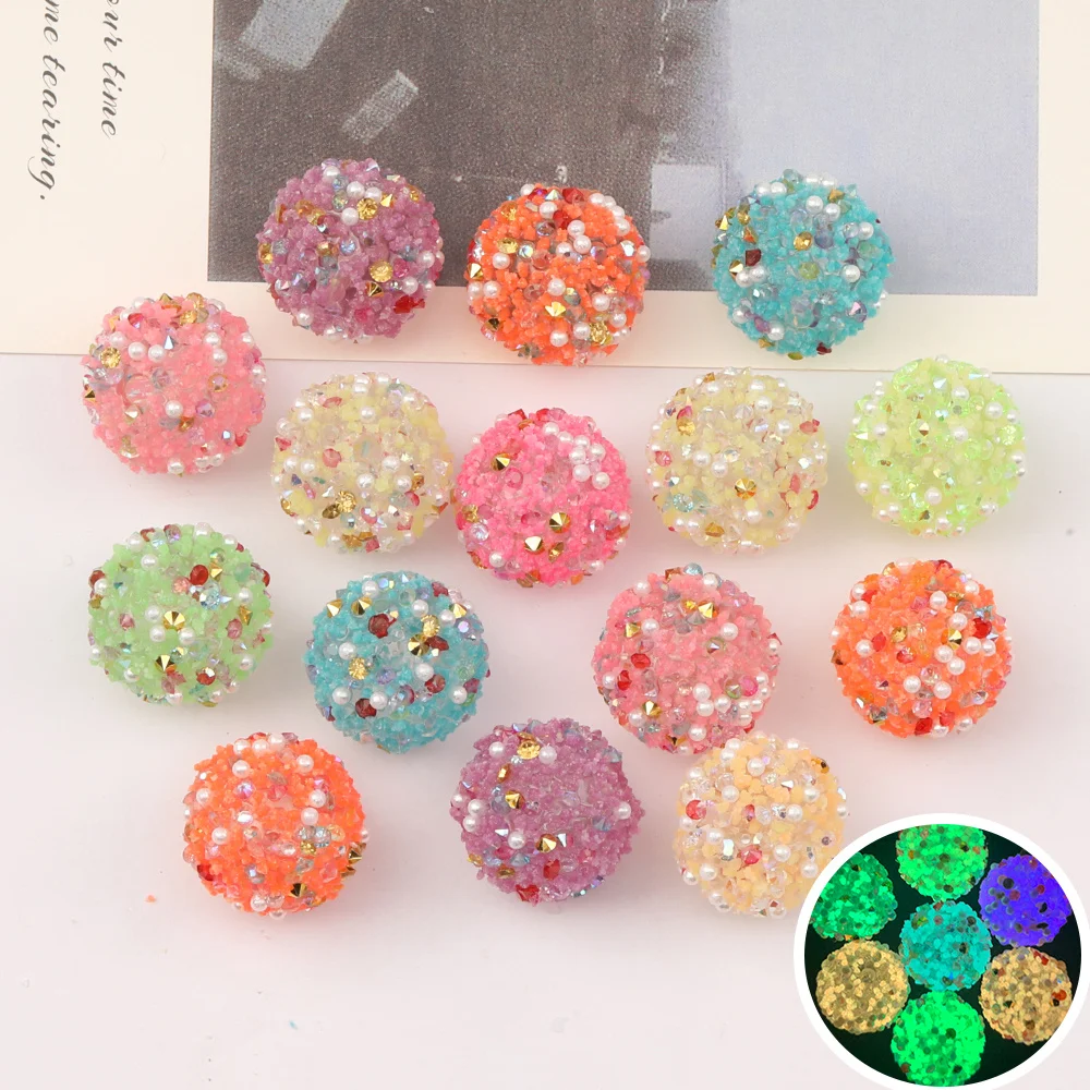

Cordial Design 18*18MM 50Pcs DIY Beads/Jewelry Findings & Components/Hand Made/Round Noctilucent Effect/Acrylic Rhinestone Bead