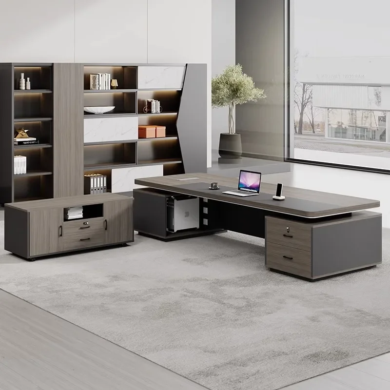 

Офисный стол руководителя L-образной формы, простой дизайн, современная рабочая станция для бизнес-спейса компании