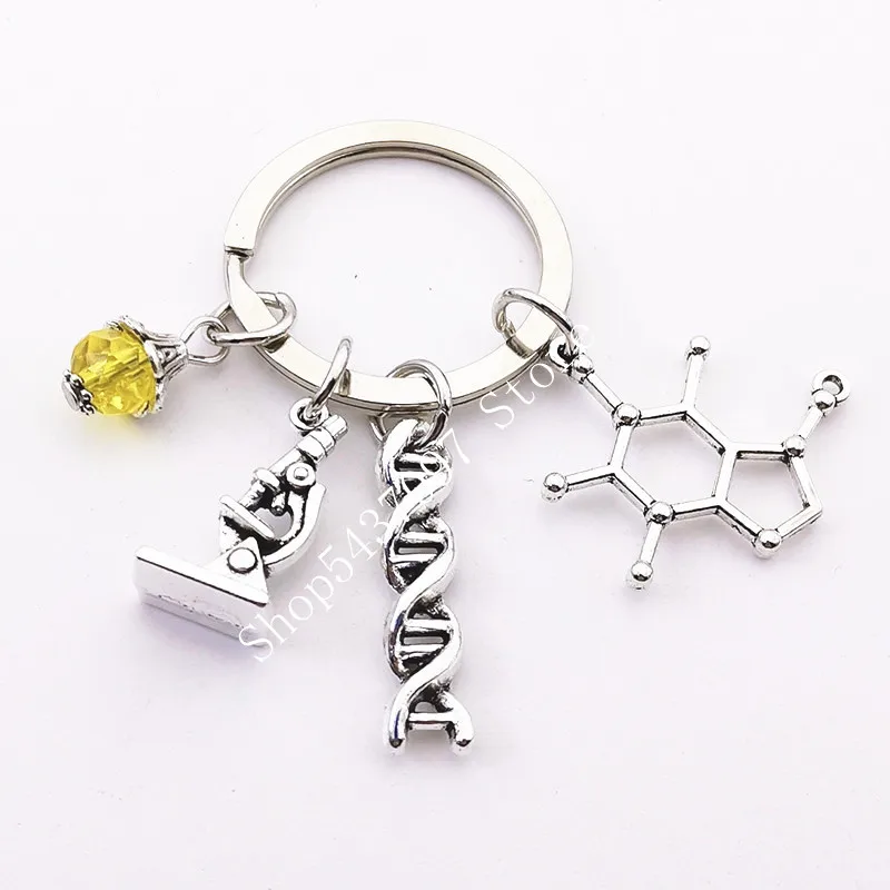 NEW Science Jewelry Microscopes DNA Doctor Pendants Neuron Key Chains Anatomy Neurology Biology Key Ring Gift