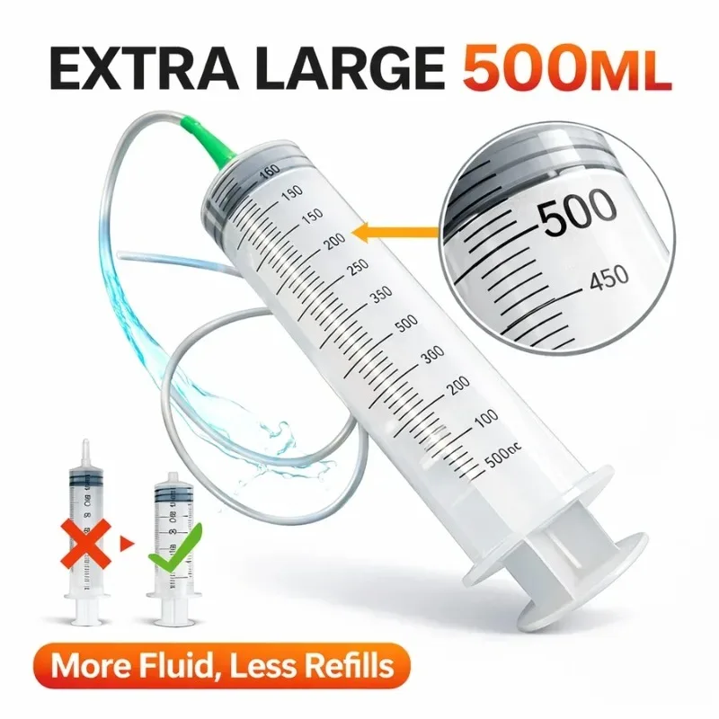 Large capacity reusable syringe pump,100-550ml,measuring with 100cm hose,washable ink,suction injector for oil,fluid and water view 6