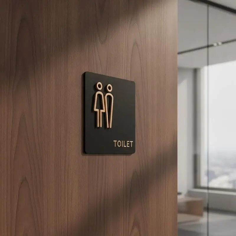 3D Acrylic Bathroom Door Sign Women Men Disabled Toilet Exit Plate Creative Sticker For Hotel Cafe Shop Office Restaurant Decor