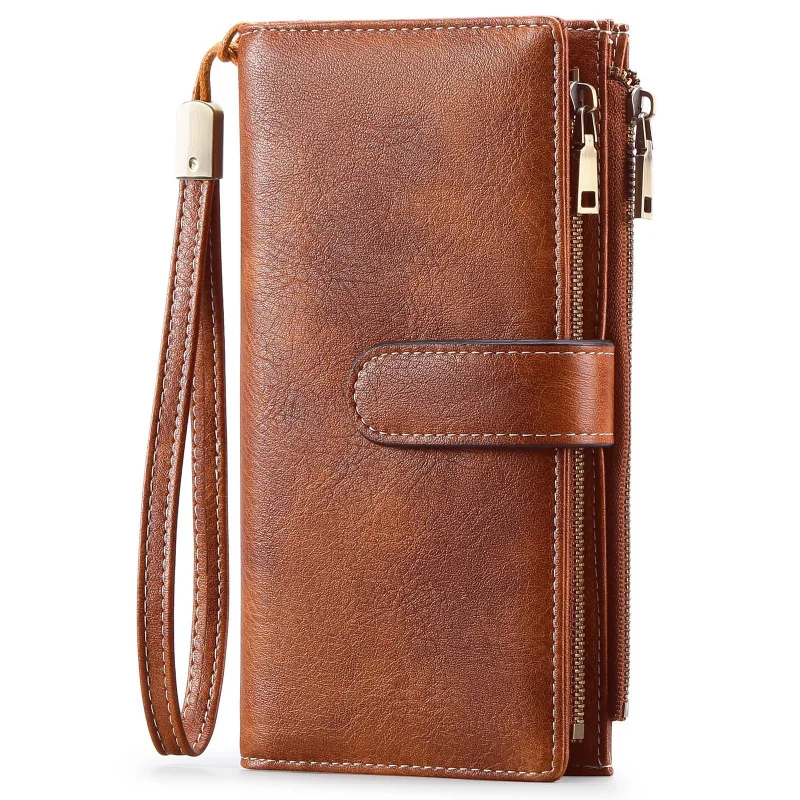 

Western RDIF Blocking PU Leather Women Wallet Multifunctional Three Floded Purse for Ladies