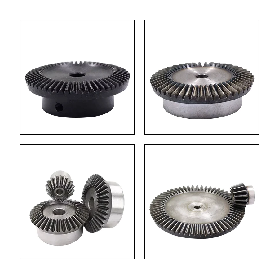 Precision Bevel Gear Transmission Ratio 1:3:4:5:6:7:8 90 Degree Hard Tooth Surface 0.8-3 Mod Pinion CNC Machine Parts Wholesale