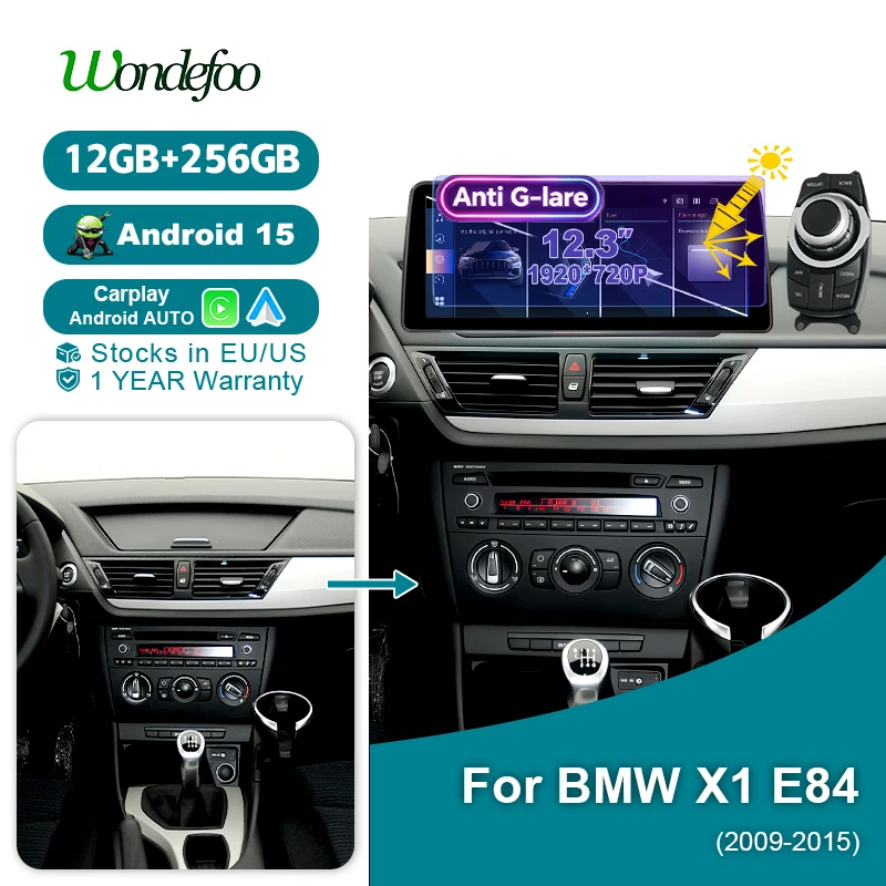 Écran multimédia 1920*720P, Carplay sans fil, autoradio Android 15, accessoire automobile, stéréo pour BMW X1 E84 2009-2015 CIC iDrive, système intelligent Bluetooth, autoradio, Navigation GPS