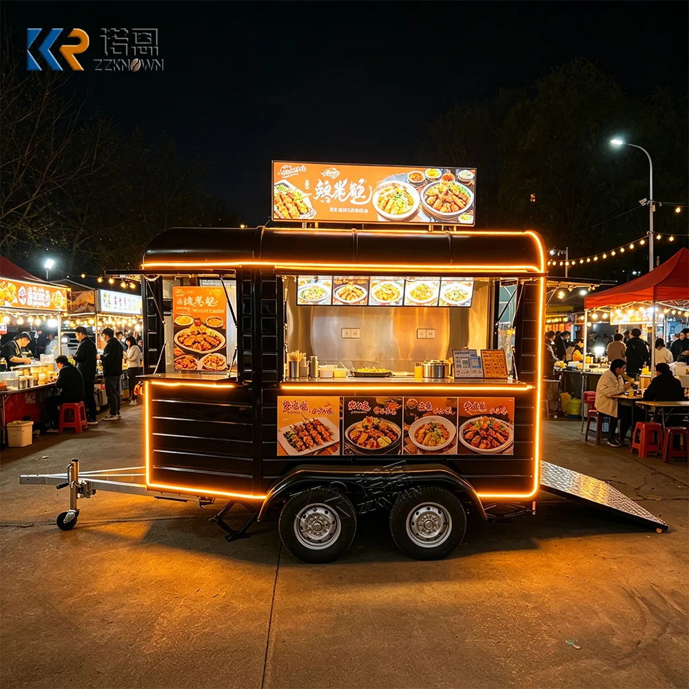 

Street Hot Dog Hamburger BBQ Food Vending Cart Mobile Kitchen Concession Fast Food Truck Trailer With Full Kitchen