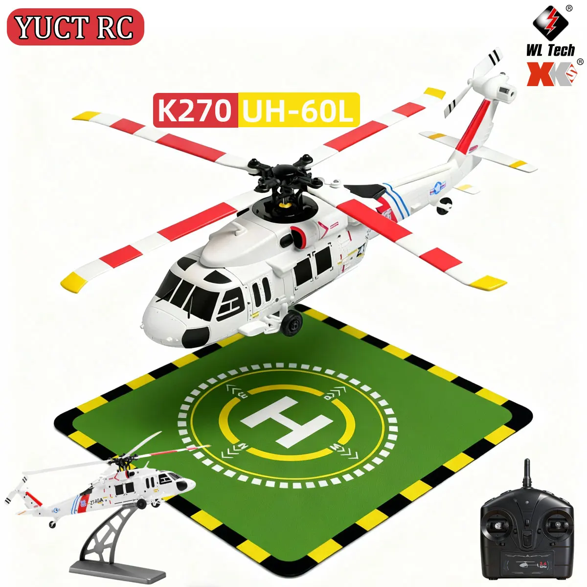 

WLtoys K270 Black Hawk UH-60L Бесщеточный оптический поток Версия для удержания высоты 4-канальный 4-лопастной безвоздушный вертолет с 6-осевым гироскопом
