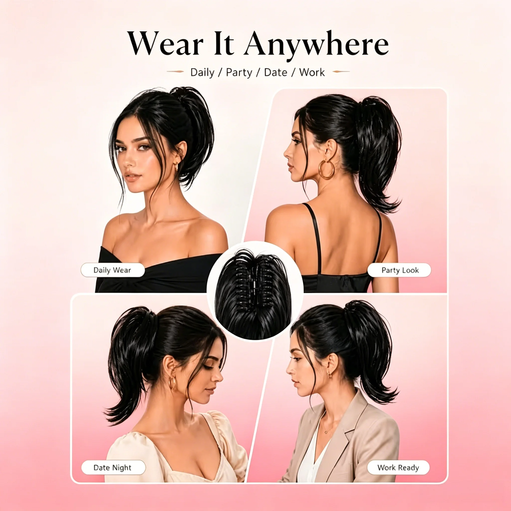 Claw Clip High Ponytail Wig for Women Fluffy and Fashionable Short Ponytail New Stylish Easy to Wear Suitable for Daily Life view 5
