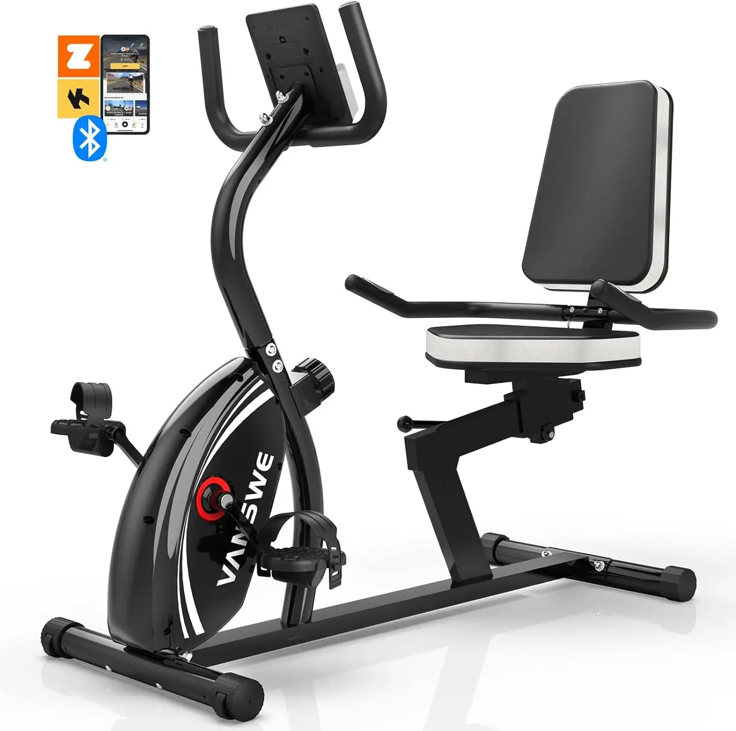 

VANSWE Recumbent Exercise Bike for Adults Seniors - Recumbent Bikes for Home with Magnetic Resistance, Bluetooth and App Connect