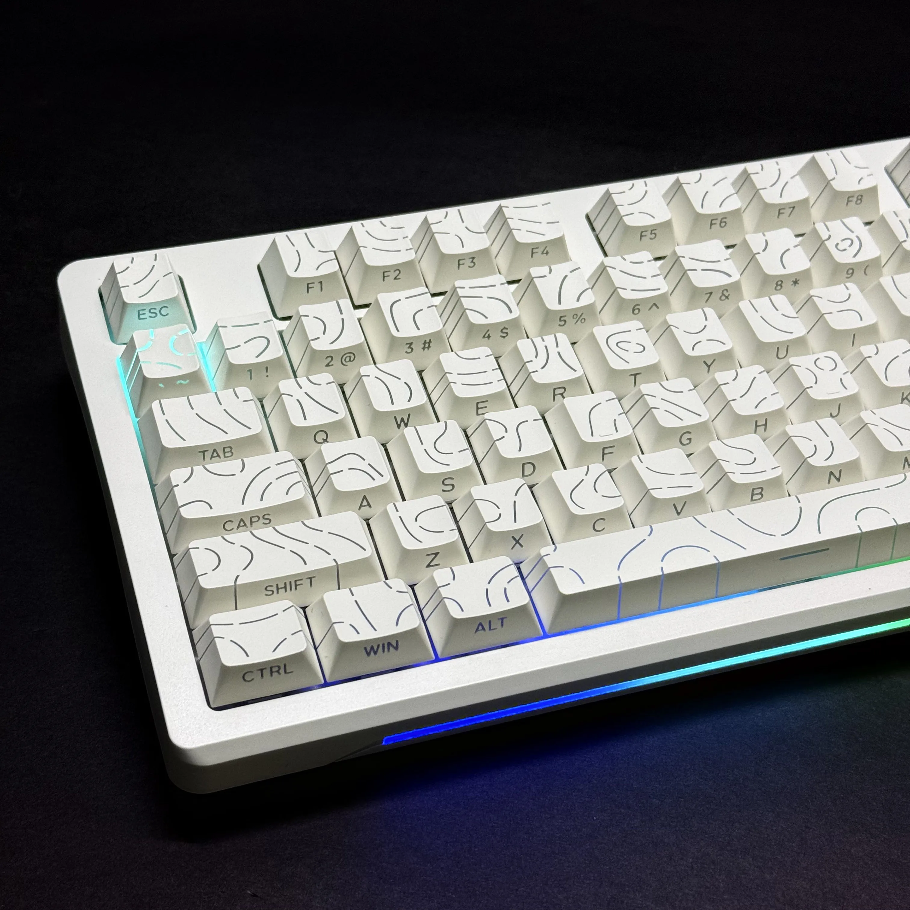 Keycap Contour Lines 60% 65% 70% 75% TKL 96% 100% Profil Cherry 97/133 tombol Side-Legend Custom Keycap untuk Keyboard Mekanik