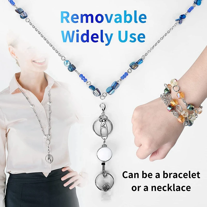 بكرات شارة قابلة للسحب للنساء ، بطاقة الاسم ، حامل الهوية ، قلادة مطرزة ، الموضة ، 6 4.5