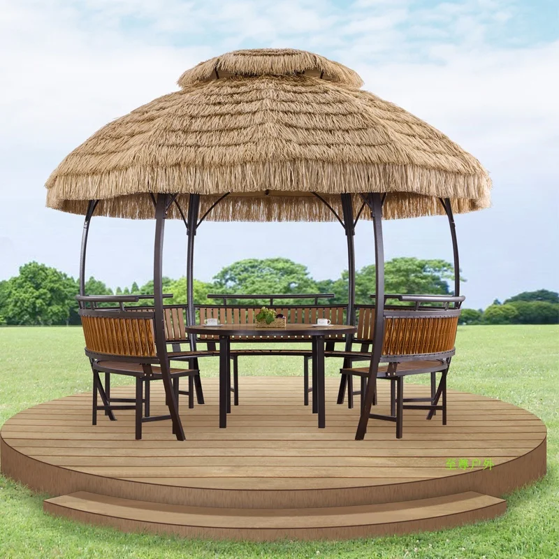 Wholesale OEM ODM Waterproof Pavilion Commercial Courtyard Leisure Dining Table Chairs Set Outdoor Furniture With Umbrella