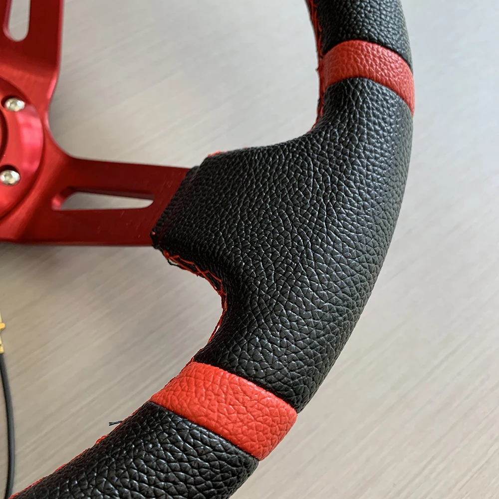 High quality Deep Dish PVC leather competitive drift steering wheel sim