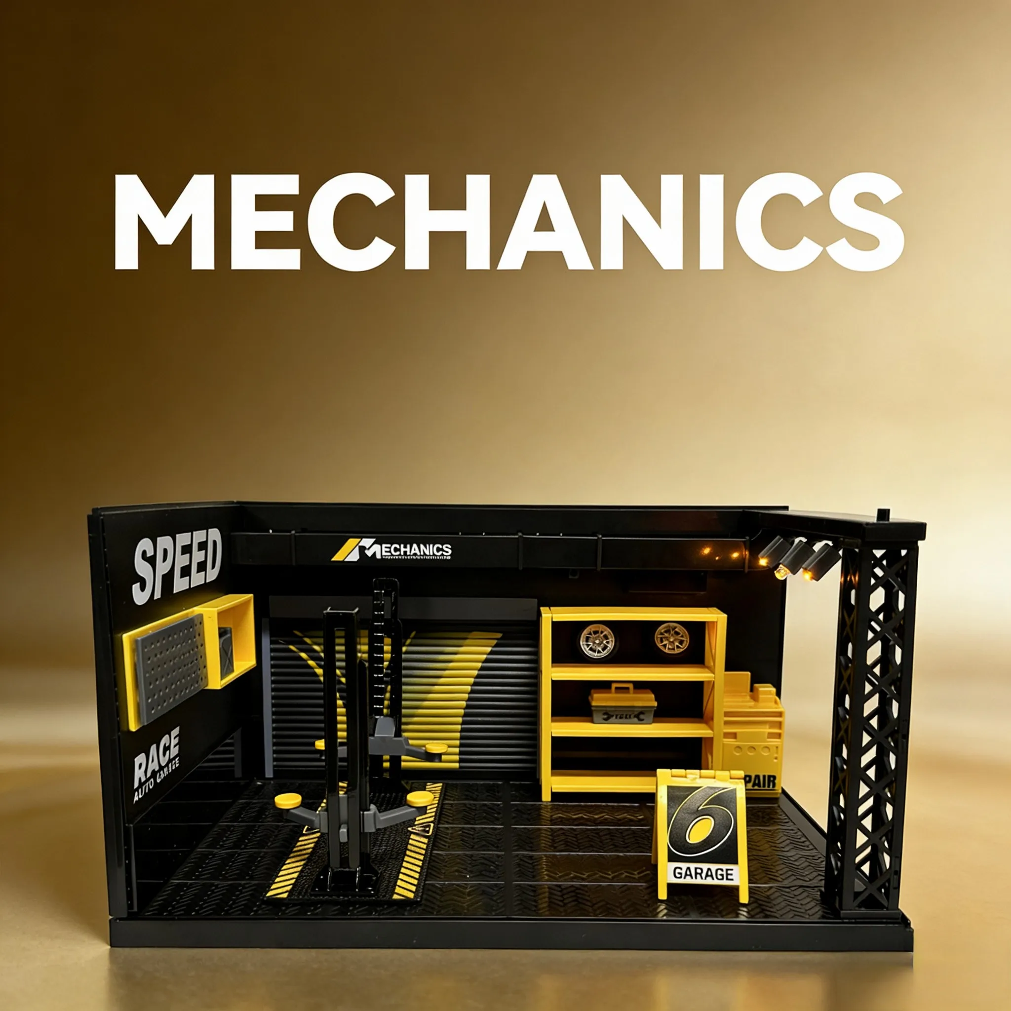 Modèle de voiture en alliage DIY, atelier de réparation avec lumières, jouet de construction à montrer, cadeaux pour garçons