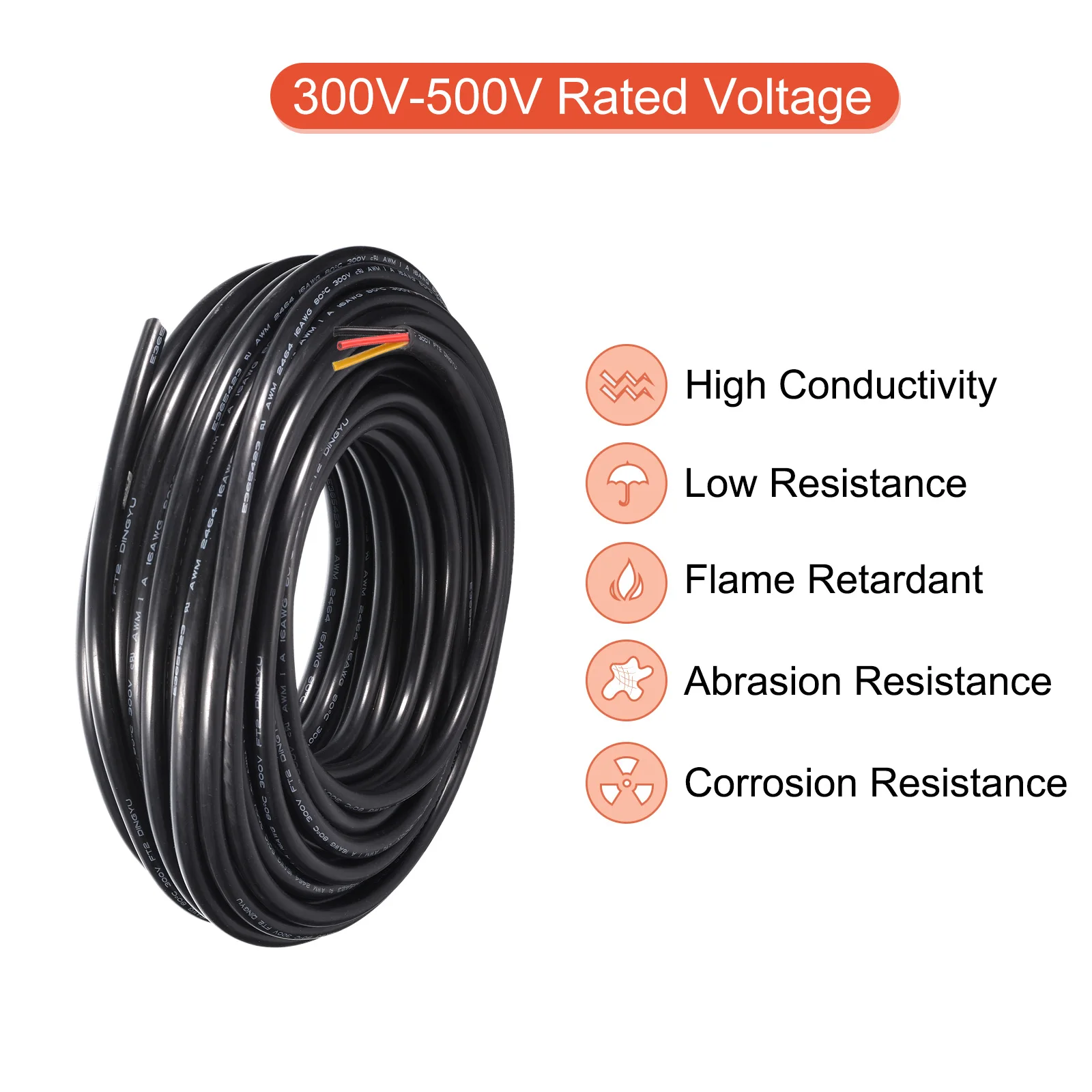 20/30m Power Cable 3 Conductor Electrical Wire 14AWG/16AWG UL2464 Electrical Wire PVC Cord Copper Cable  for LED Strips Lighting