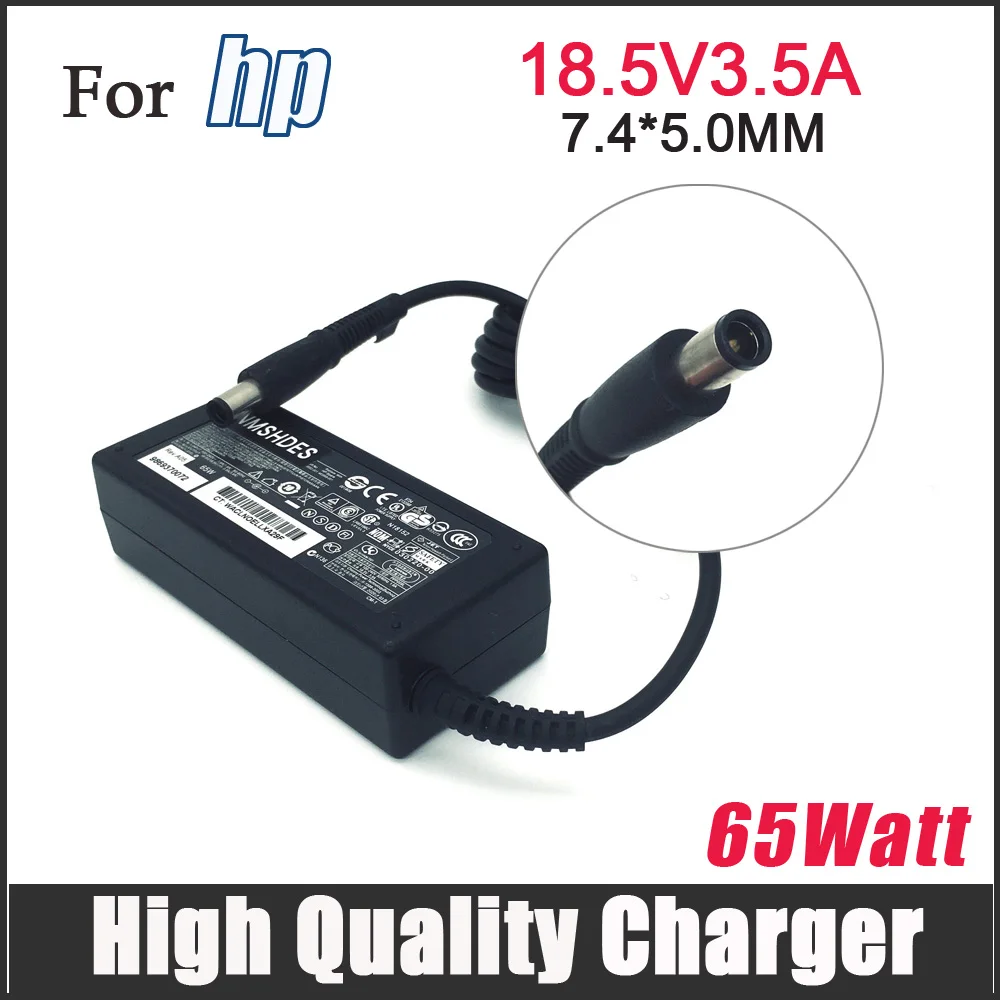 Carregador original para laptop 65W para HP Pavilion G6 G7 DV6 DV5 DV4 G72 G71 G60 G61 G62 DM4 Adaptador AC 18.5V 3.5A Fonte de alimentação Noteboo