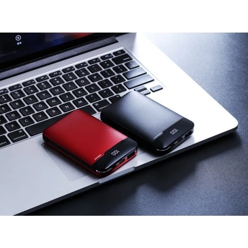 10000mAh Ultra-thin Mini Fast Charging Power Bank with Built-in Cable