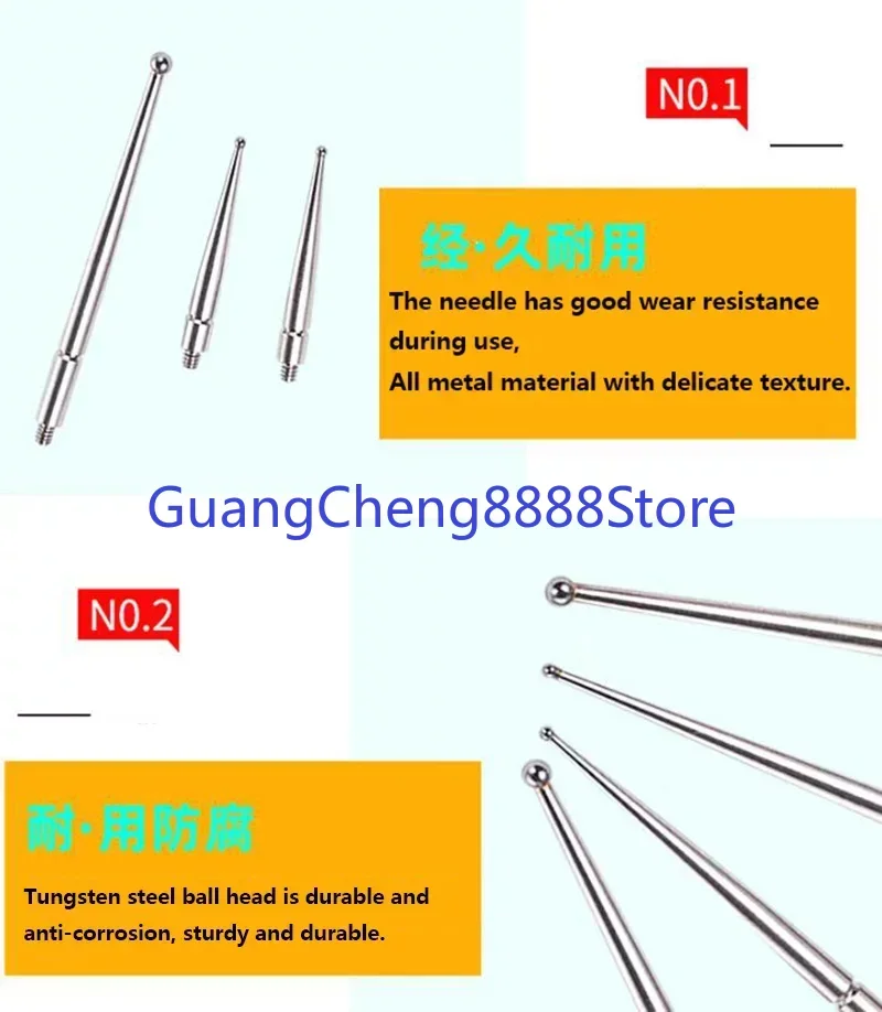 Tungsten Steel Head Dial Gauge Agulha, Sonda Indicadora, Medindo Cabeçalho, Altura Gauge, M1.4, M1.6, M1.8, M2.0, Novo, 1Pc